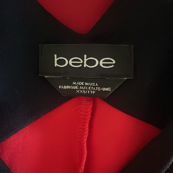 Bebe Peplum top red and black XXS - Picture 2 of 3